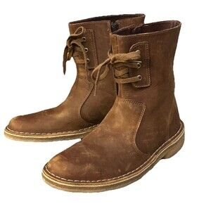 Originals Desert Boot Clarks Mid Calf Womens 7 M Leather Beeswax Crepe Zip